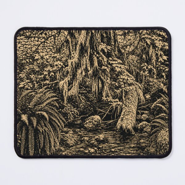 Item preview, Mossy Conifer Forest | Linocut Nature designed and sold by Linoluca.