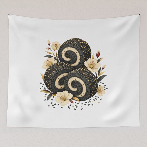 Item preview, Black Sesame Dessert Art and Cute Asian Food Illustration designed and sold by AMICO77.