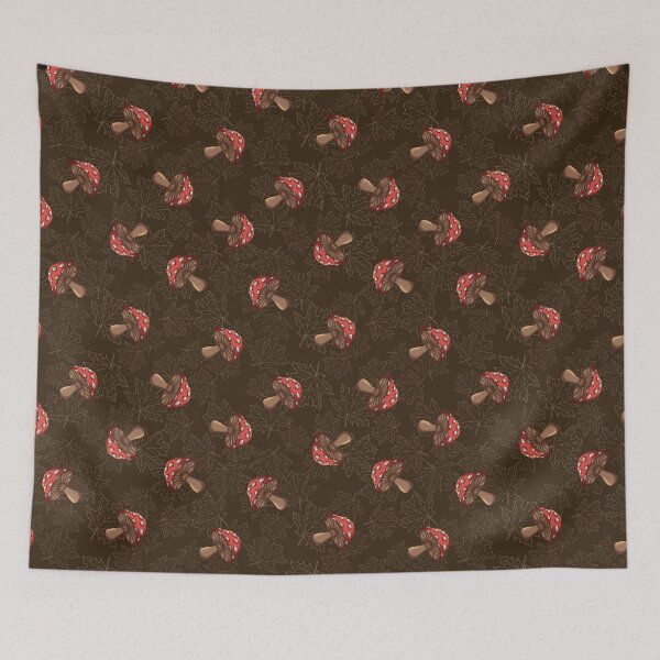 Item preview, Amanita mushroom on chocolate brown maple leaf designed and sold by OhNoNotAgain42.
