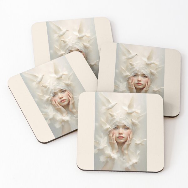 Item preview, Surreal Artwork of Woman Touched by Doves designed and sold by Lucia Amaris Art.