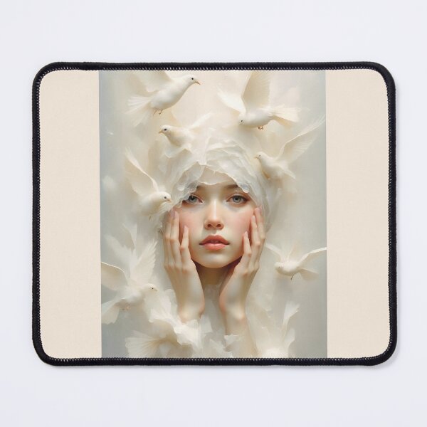 Item preview, Surreal Artwork of Woman Touched by Doves designed and sold by Lucia Amaris Art.