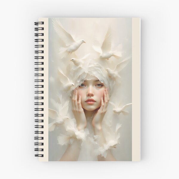 Item preview, Surreal Artwork of Woman Touched by Doves designed and sold by Lucia Amaris Art.
