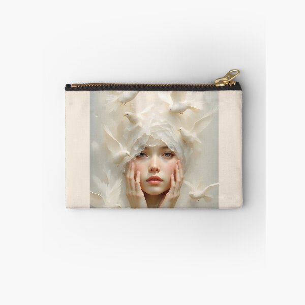 Item preview, Surreal Artwork of Woman Touched by Doves designed and sold by Lucia Amaris Art.