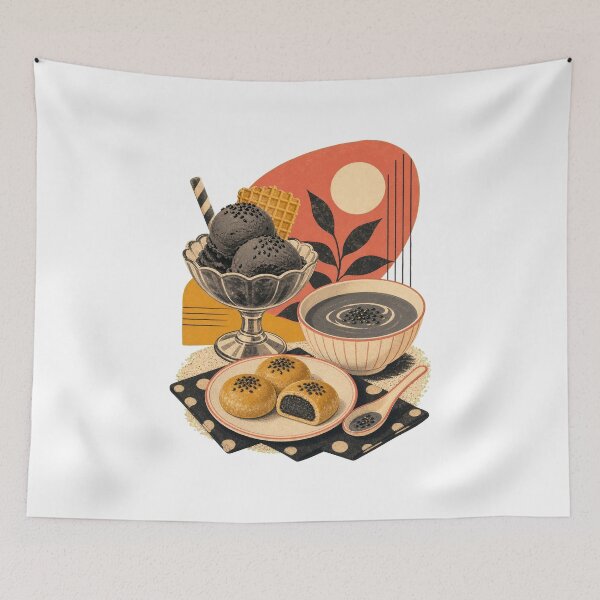 Item preview, Black Sesame Dessert Art and Cute Asian Food Illustration designed and sold by AMICO77.