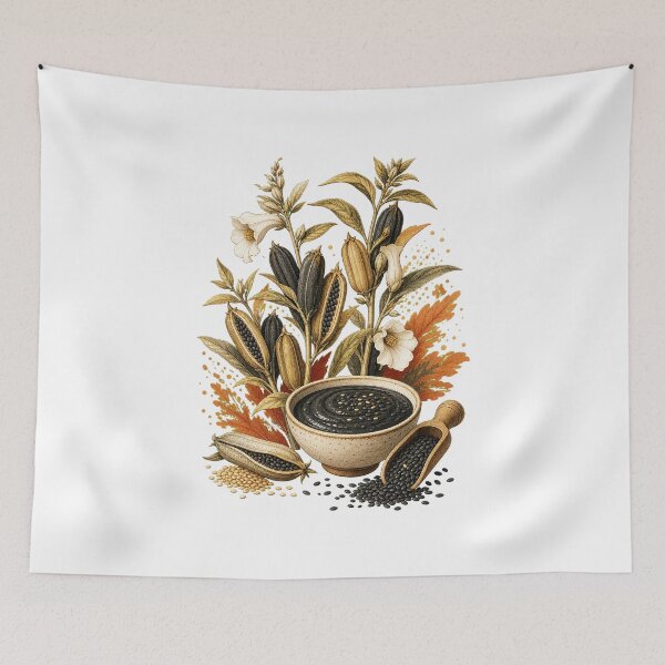 Item preview, Black Sesame Dessert Art and Cute Asian Food Illustration designed and sold by AMICO77.