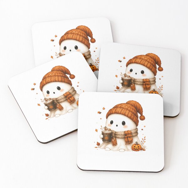Item preview, Cute Ghost with Pumpkin Drink designed and sold by abieran.