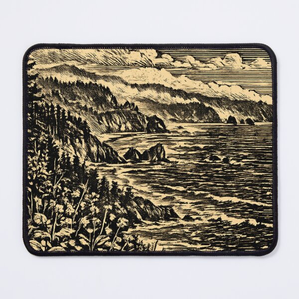 Item preview, Rocky Oregon Coast | Coastal Linocut Landscape designed and sold by Linoluca.