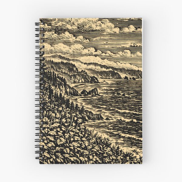 Item preview, Rocky Oregon Coast | Coastal Linocut Landscape designed and sold by Linoluca.