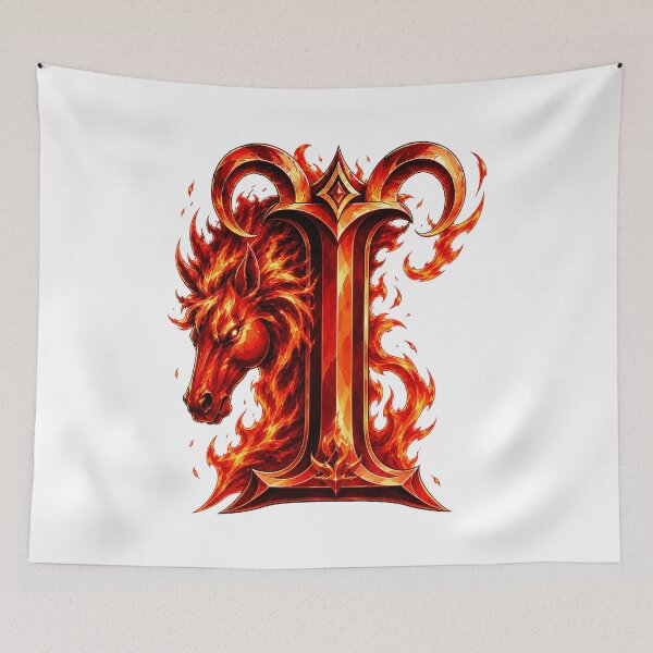 Item preview, Aries Emberstallion Flameglyph Letter I designed and sold by BlissBlvdShop.
