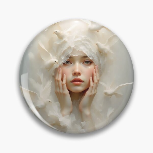 Item preview, Surreal Artwork of Woman Touched by Doves 2 designed and sold by Lucia Amaris Art.