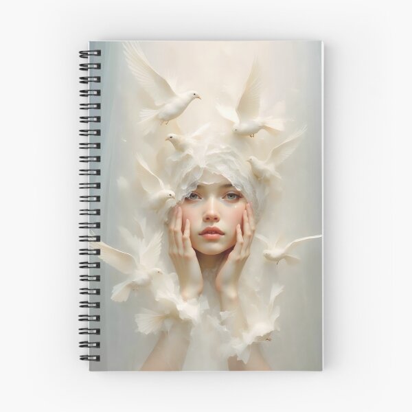 Item preview, Surreal Artwork of Woman Touched by Doves 2 designed and sold by Lucia Amaris Art.