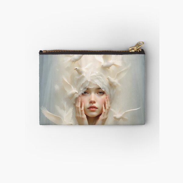 Item preview, Surreal Artwork of Woman Touched by Doves 2 designed and sold by Lucia Amaris Art.