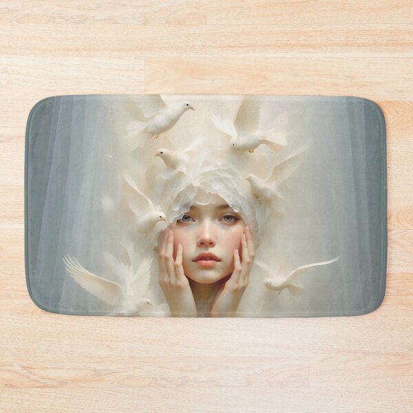 Item preview, Surreal Artwork of Woman Touched by Doves 2 designed and sold by Lucia Amaris Art.
