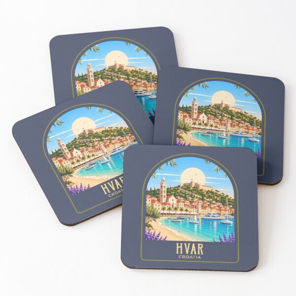 Item preview, Hvar Vintage Travel Illustration designed and sold by HomeLivingCo.