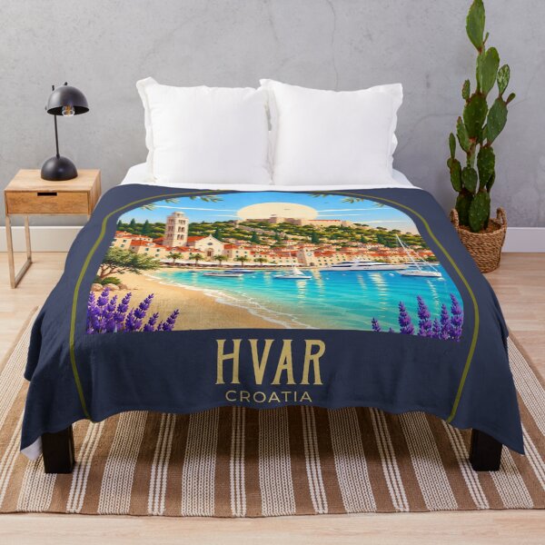 Item preview, Hvar Vintage Travel Illustration designed and sold by HomeLivingCo.