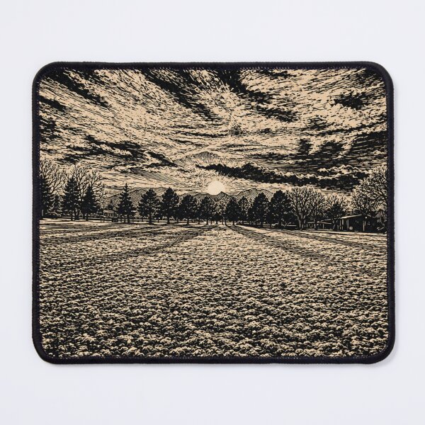 Item preview, Sunset Over an Open Field | Landscape Linocut designed and sold by Linoluca.