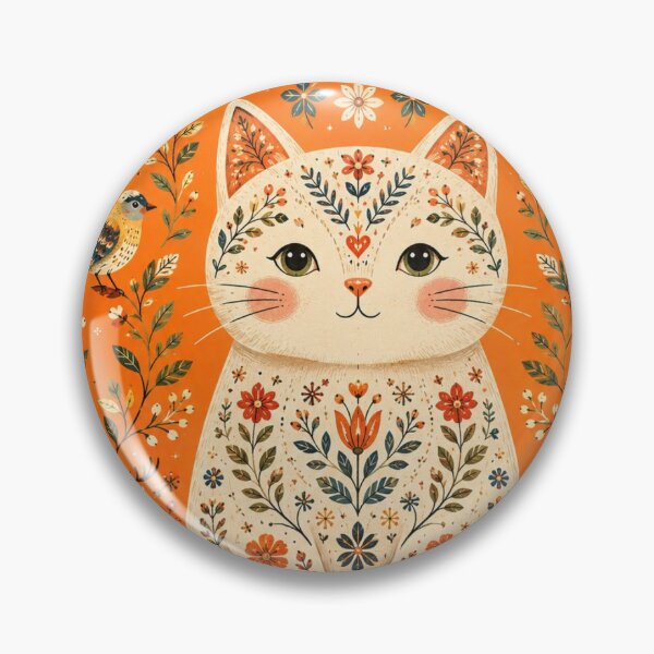 Item preview, Whimsical Scandinavian Folk Art Cat designed and sold by Rohan132.