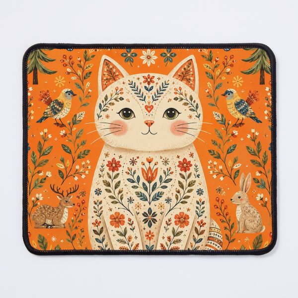 Item preview, Whimsical Scandinavian Folk Art Cat designed and sold by Rohan132.
