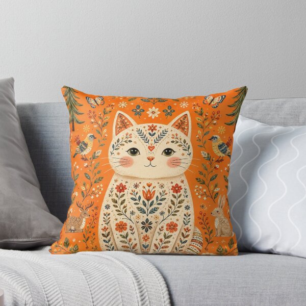 Item preview, Whimsical Scandinavian Folk Art Cat designed and sold by Rohan132.