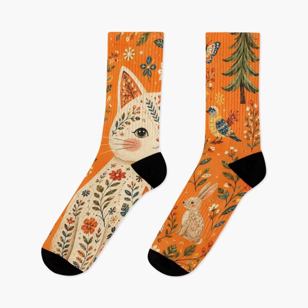 Item preview, Whimsical Scandinavian Folk Art Cat designed and sold by Rohan132.