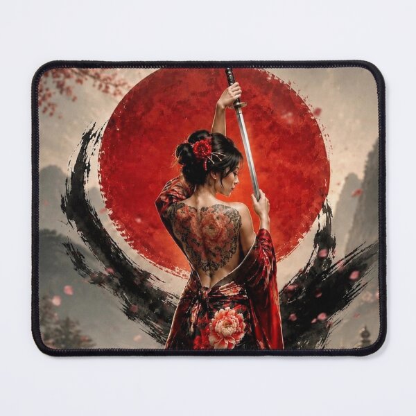Item preview, Warrior with Katana - Red Kimono and Rising Sun of Japan designed and sold by Natalia-Vlad.