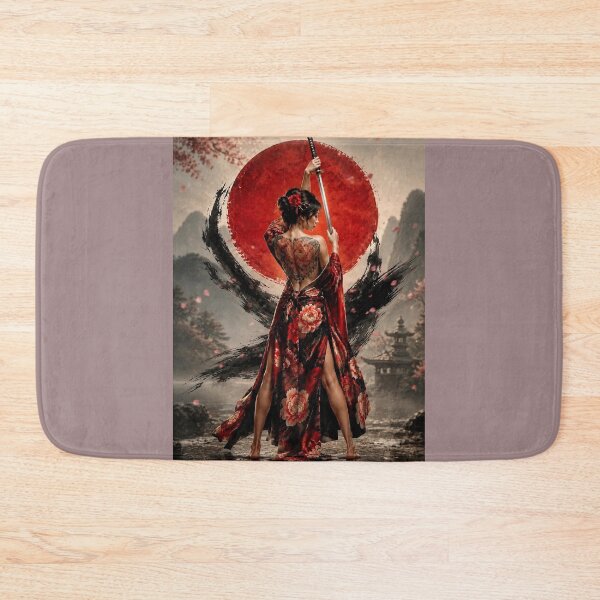 Item preview, Warrior with Katana - Red Kimono and Rising Sun of Japan designed and sold by Natalia-Vlad.