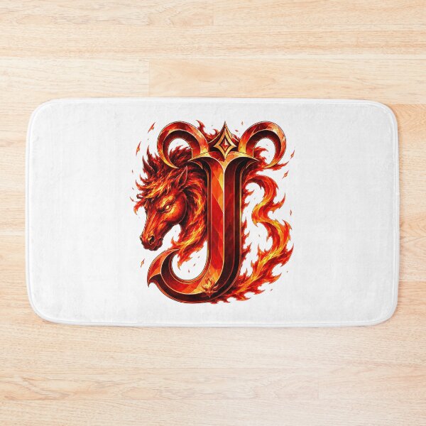 Item preview, Aries Emberstallion Flameglyph Letter J designed and sold by BlissBlvdShop.
