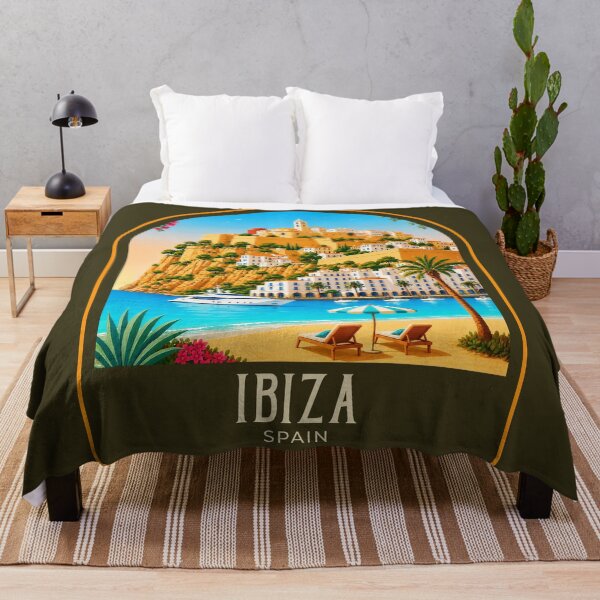 Item preview, Ibiza Vintage Travel Illustration designed and sold by HomeLivingCo.