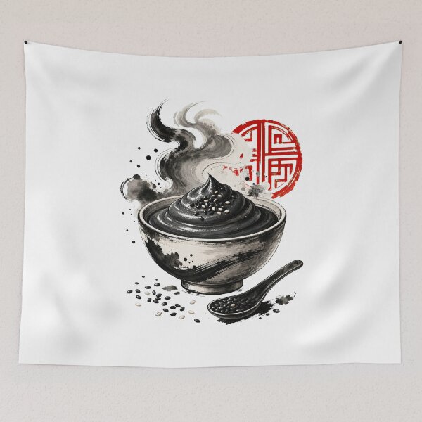 Item preview, Black Sesame Dessert Art and Cute Asian Food Illustration designed and sold by AMICO77.