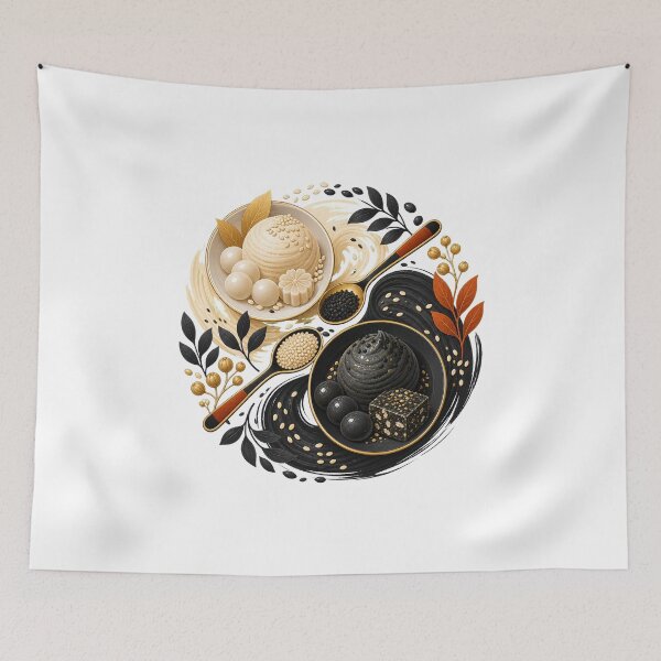 Item preview, Black Sesame Dessert Art and Cute Asian Food Illustration designed and sold by AMICO77.