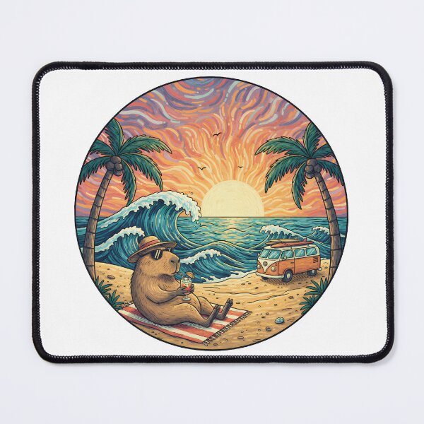 Item preview, Capybara Beach Chill | Tropical Sunset Scene designed and sold by WonderWaresGifts.
