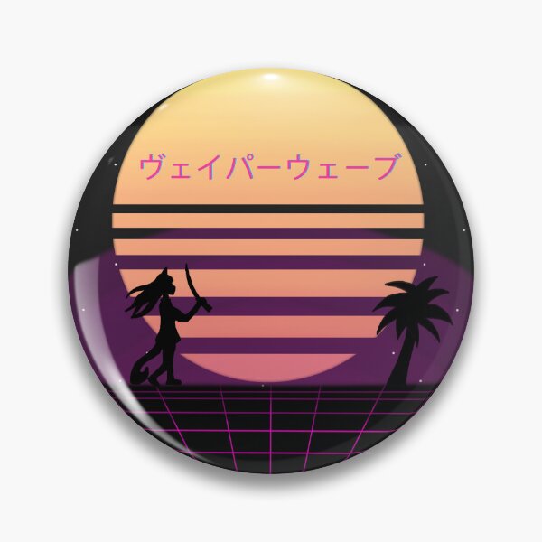 Item preview, Vaporwave Sun with Samurai Catgirl and Palm designed and sold by TimCreations.