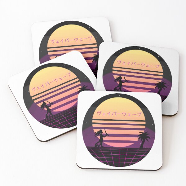 Item preview, Vaporwave Sun with Samurai Catgirl and Palm designed and sold by TimCreations.