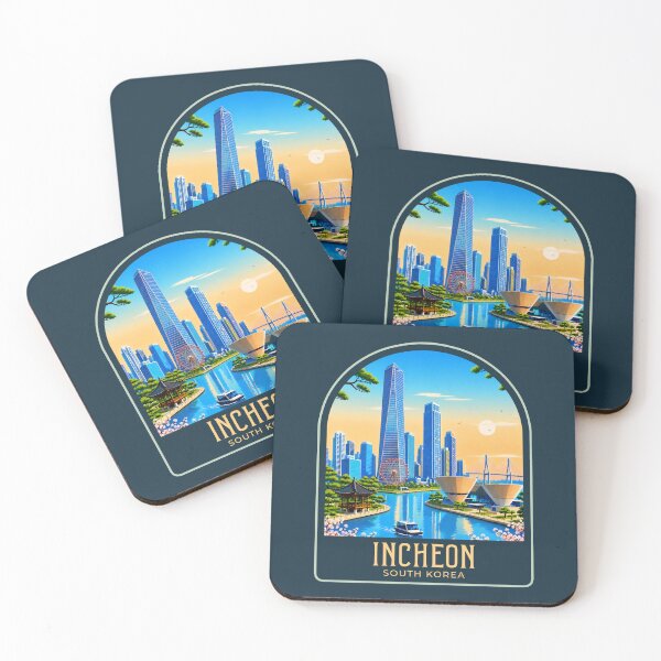 Item preview, Incheon Vintage Travel Illustration designed and sold by HomeLivingCo.