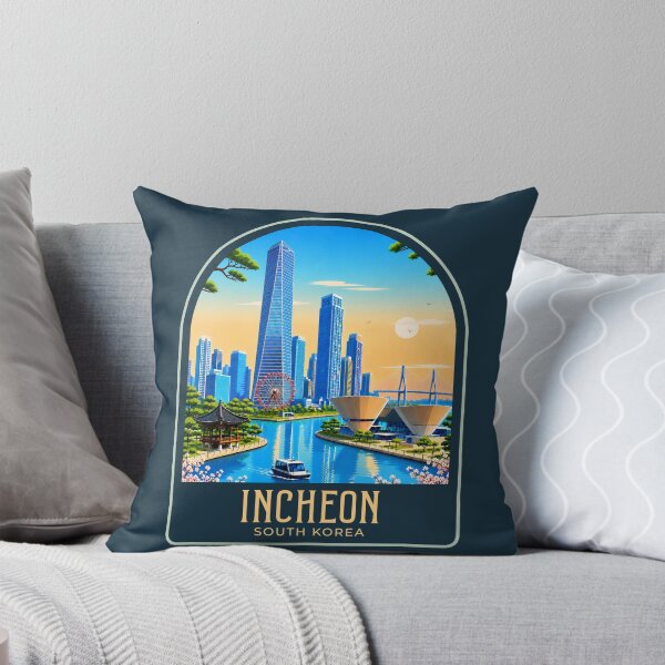 Item preview, Incheon Vintage Travel Illustration designed and sold by HomeLivingCo.