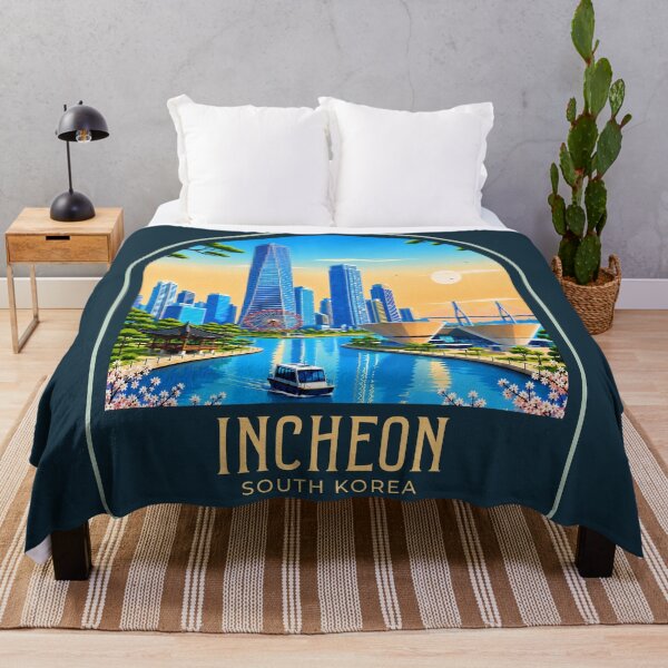 Item preview, Incheon Vintage Travel Illustration designed and sold by HomeLivingCo.