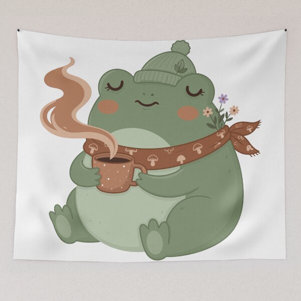 Item preview, Cute Coffee Frog Sticker | Cozy Goblincore Frog Lover Gift designed and sold by diegomenjivar92.
