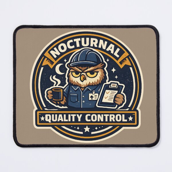 Item preview, Nocturnal Quality Control Shirt, Funny Night Owl Tee, Owl Humor Graphic, Night Shift Gift, Industrial Badge Design, Late Night Worker Shirt designed and sold by MAD's Recreation Studio.