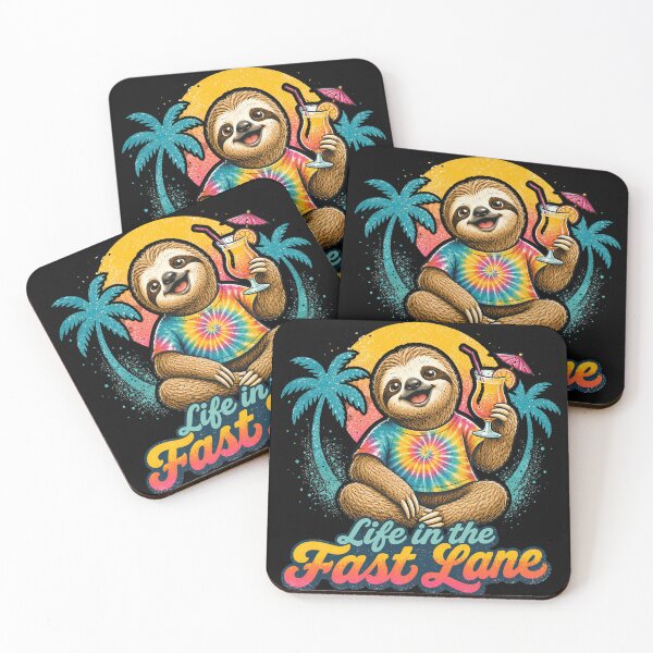 Item preview, Life in the Fast Lane Sloth Summer Design designed and sold by WHConwayDesigns.