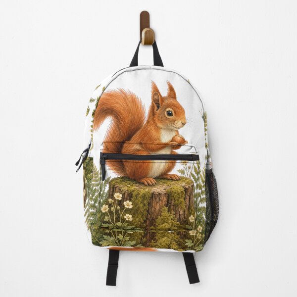 Item preview, Red Squirrel and Blue Butterfly designed and sold by Whimsy Paw Studio | Cute Animal Art.