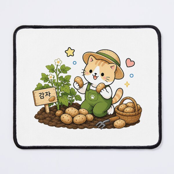 Item preview, Cute Potato Farmer Cat Kawaii Vegetable Gardening Kitty Illustration designed and sold by NoopnyangStudio.