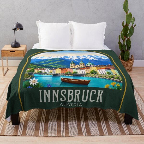 Item preview, Innsbruck Vintage Travel Illustration designed and sold by HomeLivingCo.