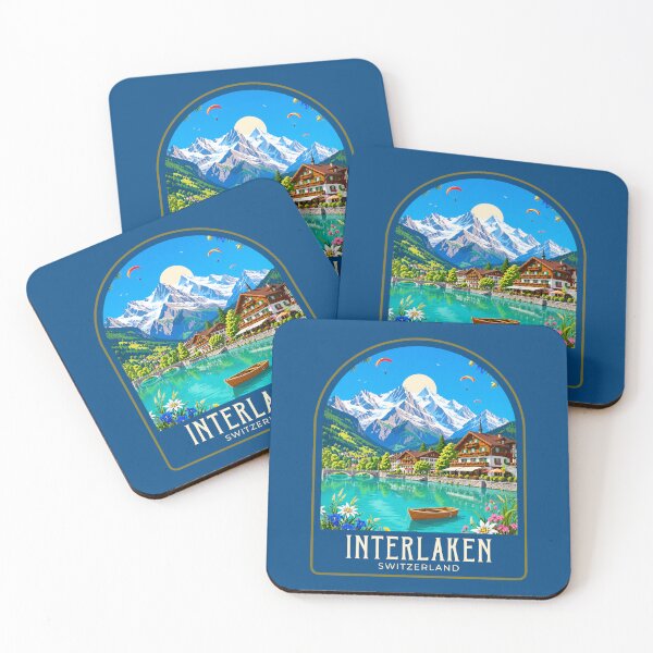 Item preview, Interlaken Vintage Travel Illustration designed and sold by HomeLivingCo.