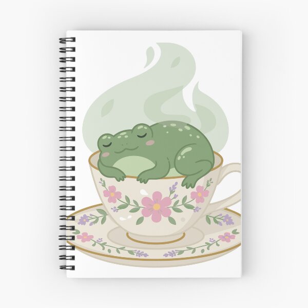 Item preview, Sleepy Frog in Teacup Sticker | Cute Cottagecore Frog Gift designed and sold by diegomenjivar92.