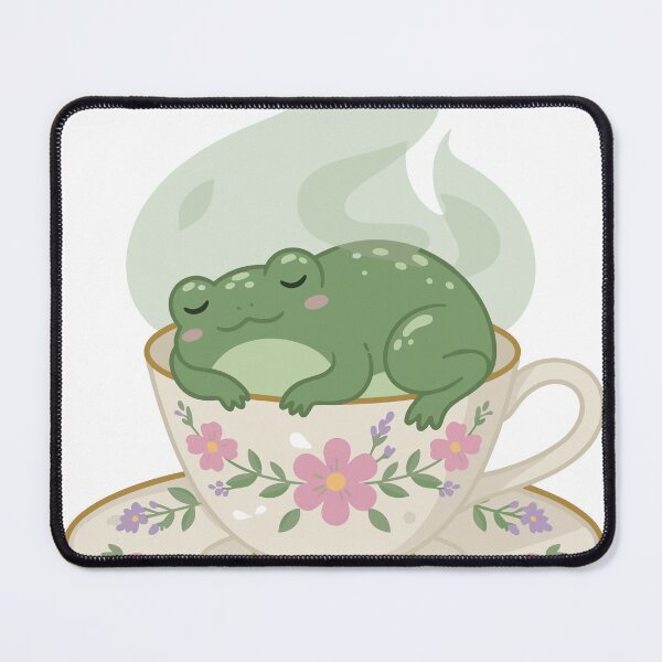 Item preview, Sleepy Frog in Teacup Sticker | Cute Cottagecore Frog Gift designed and sold by diegomenjivar92.