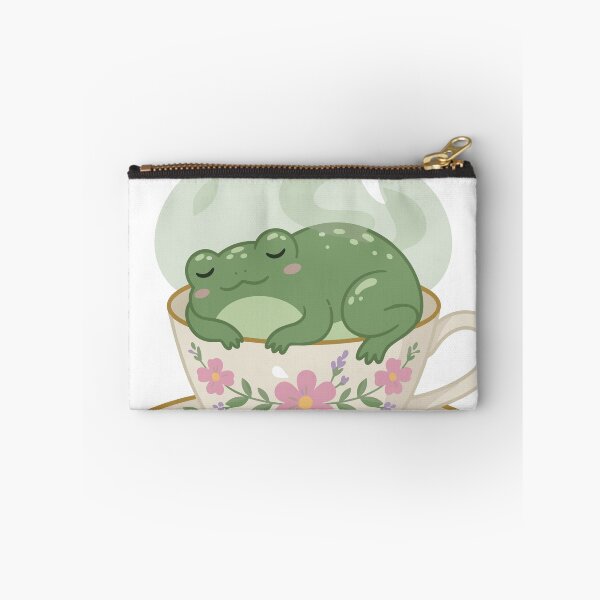 Item preview, Sleepy Frog in Teacup Sticker | Cute Cottagecore Frog Gift designed and sold by diegomenjivar92.