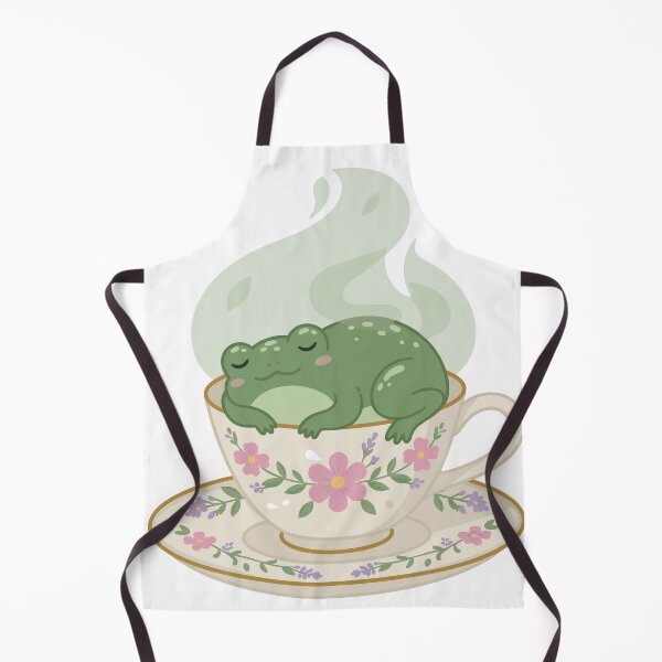Item preview, Sleepy Frog in Teacup Sticker | Cute Cottagecore Frog Gift designed and sold by diegomenjivar92.