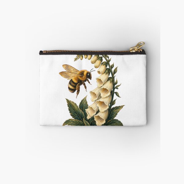 Item preview, Bumblebee on Ivory Foxglove designed and sold by Whimsy Paw Studio | Cute Animal Art.
