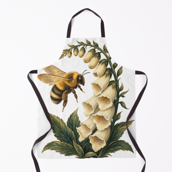 Item preview, Bumblebee on Ivory Foxglove designed and sold by Freshloop Studio | Whimsical Vintage Art.