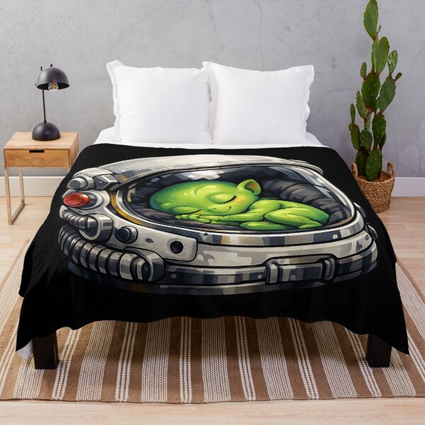 Item preview, Sleeping Little Alien Inside a Giant Astronaut Helmet Premium Illustration designed and sold by builtforyou.
